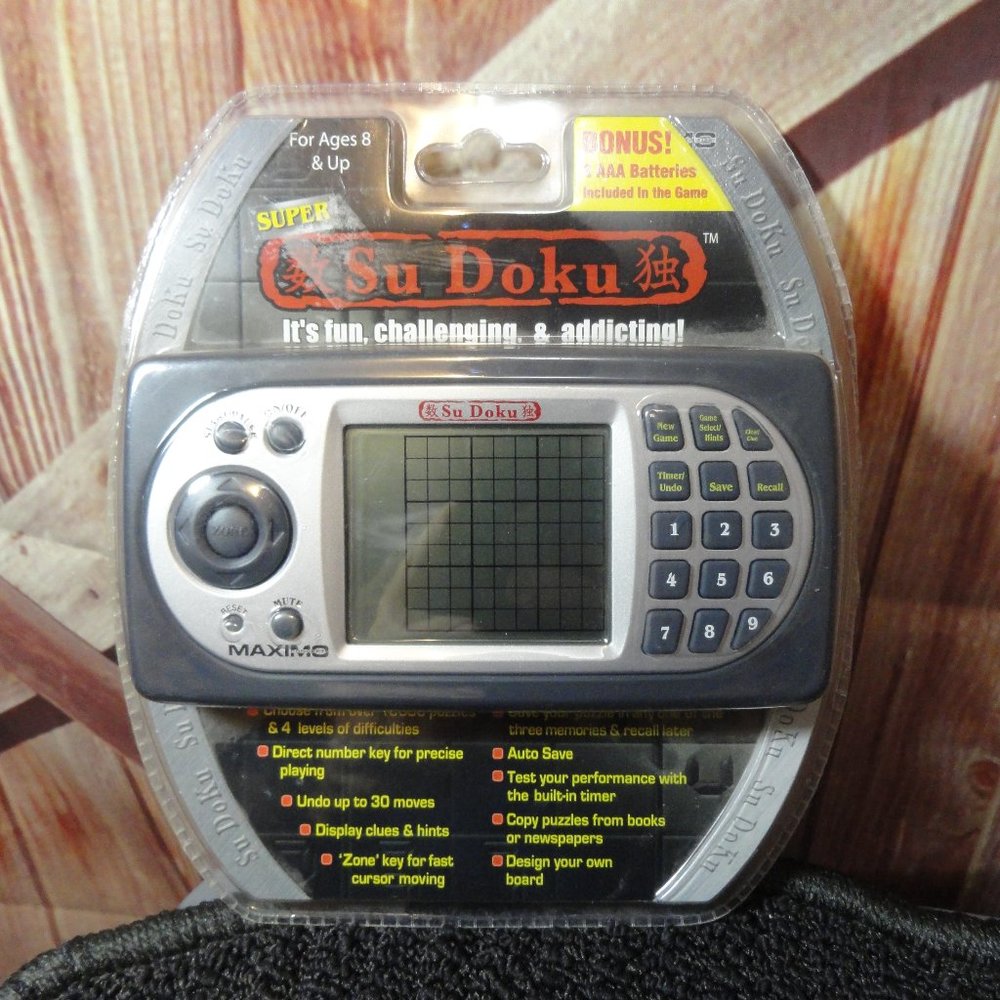 Su Doku Hand Held Portable game~w batteries~new~over 1600 puzzles.